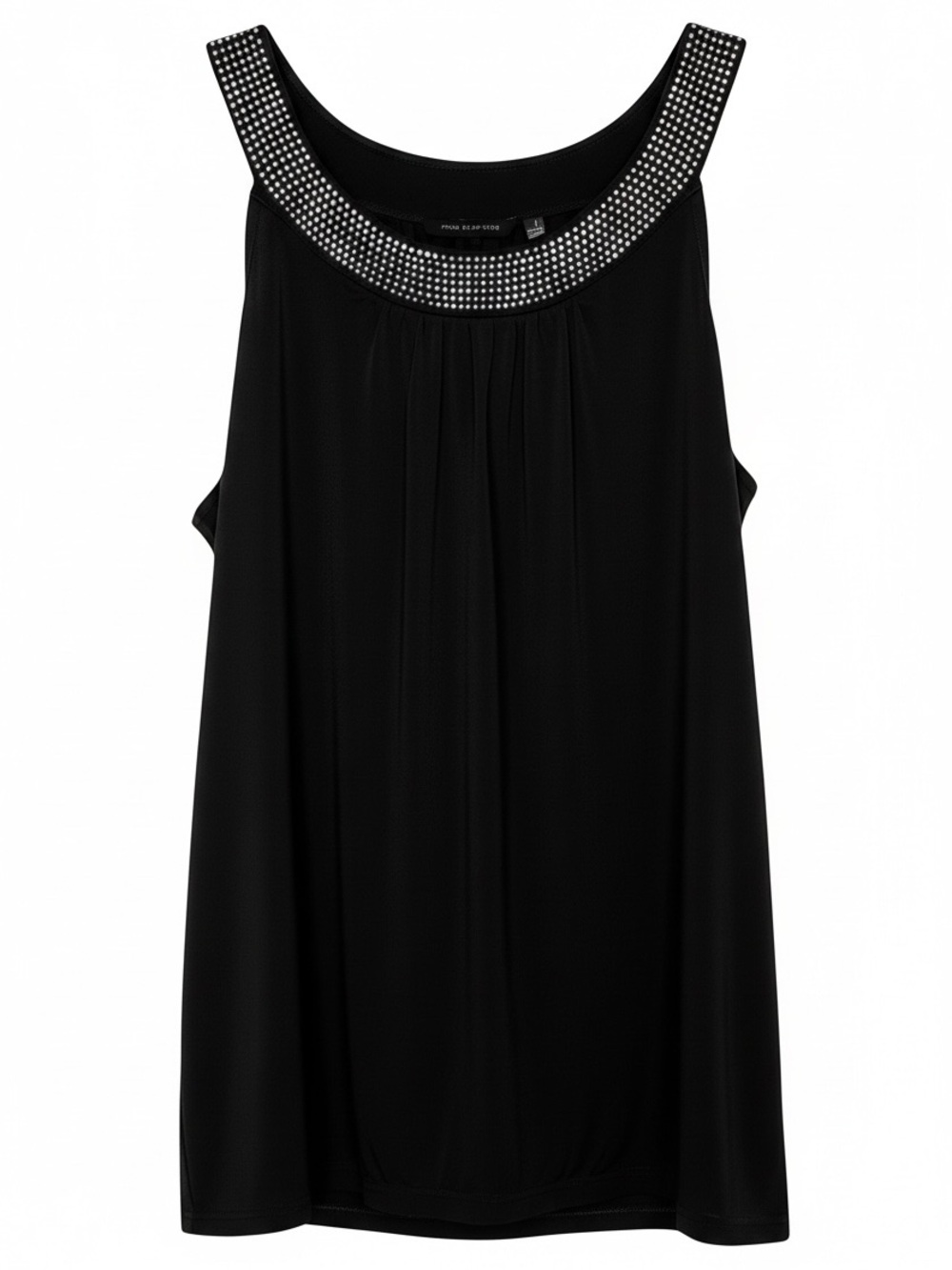 Black Embellished Scoop Neck Women's Tank Top